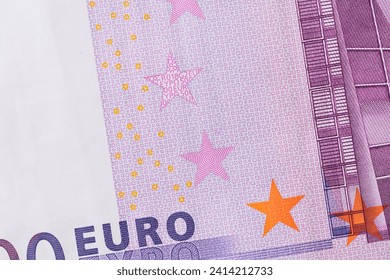 Fragment of a five hundred euro banknote. High resolution photo.