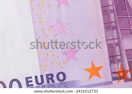 Fragment of a five hundred euro banknote. High resolution photo.