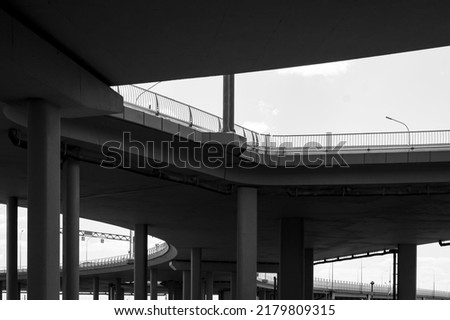 A fragment of a large new bridge overpass in the city