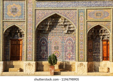 Fragment Of A Multi-colored Mosque Nasir Al Mulk Also Known As Pink Mosque In Shiraz. Iran. 