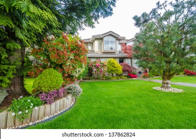Fragment of a nice house with gorgeous outdoor landscape in Vancouver, Canada.