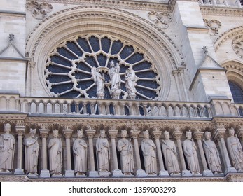 Fragment Of Notre Dame Cathedral. Rose Window On The West Facade