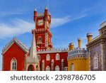 Fragment of Pena National Palace (Palacio Nacional da Pena) - Romanticist palace in Sao Pedro de Penaferrim. Palace - UNESCO World Heritage Site and one of Seven Wonders of Portugal. Sintra, Portugal.