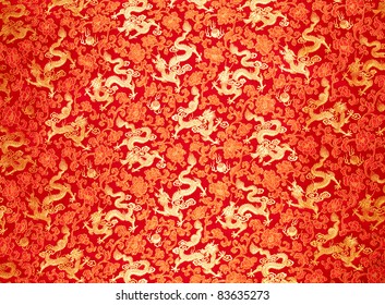 Fragment Of Red Chinese Silk