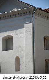 A Fragment Of A Restored Historical Building With Arched Niches Of Different Sizes