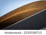 A fragment of the roof and facade of a metro station in Dubai.