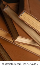 fragment of a stack of old books for background