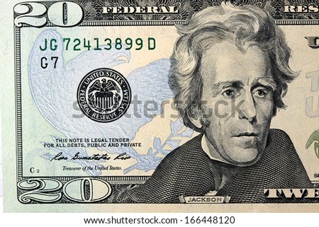Fragment of Twenty Dollar Bill - President Jackson