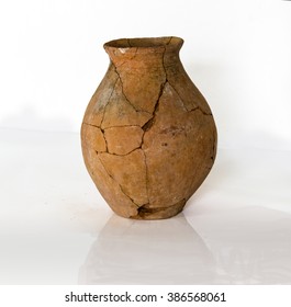 fragments of destroyed ancient pottery from the excavations