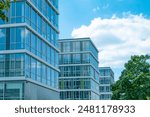 fragments multi-storey office and residential buildings in European city glass facades, modern high-rise office buildings and Vertical living, Concrete jungle, dynamism business district