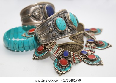 Fragments Of Nepalese Jewelry:  Bracelets, Necklace