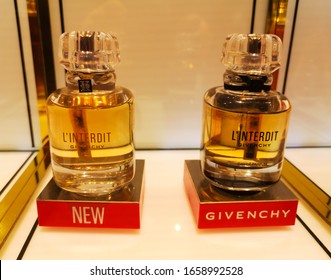 Fragrance Of Female Perfume L'Interdit Eau De Parfum Givenchy In Perfume And Cosmetics Store On February 10, 2020 In Russia, Tatarstan, Kazan, Pushkin Street 2.