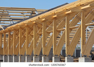 Frame Building Laminated Veneer Lumber Roof Stock Photo 1335763367 ...