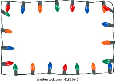 A Frame Of Christmas Lights Isolated On White