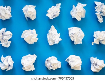 Frame crumpled white paper  Many crumpled balls paper 