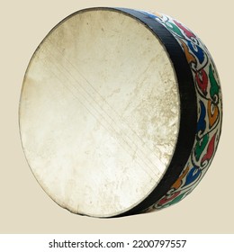 Frame Drum On Beige Background 