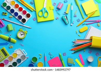 Frame Made Colorful School Stationery On Stock Photo 1483992797 ...