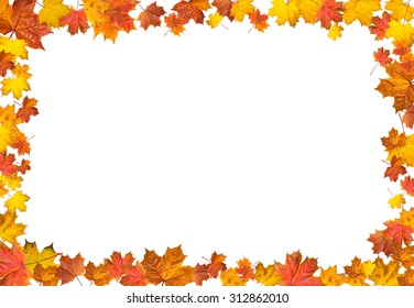 Frame Made Multicolored Maple Leaves White Stock Photo 312862010 ...