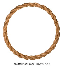 frame made of natural rough rope rolled into an endless ring on a white background - Shutterstock ID 1899287512