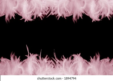 A Frame Made Of Pink Feathers On Black Background