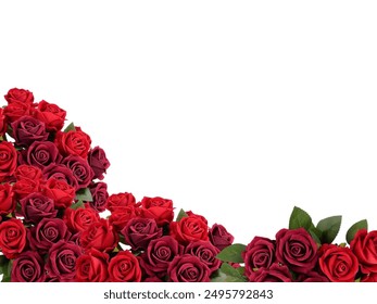 Frame made of red roses on copy space background. View with copy space. Flat design frame concept. - Powered by Shutterstock