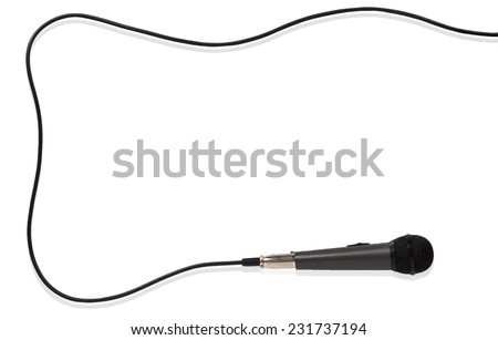 Frame of the microphone with cord isolated on white background