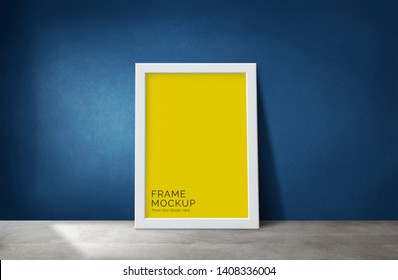 Frame mockup against a blue wall