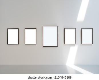 Frame Mockup In White Room Gallery Interior Background