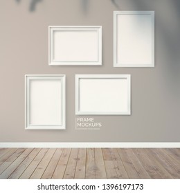 Frame mockups against a gray wall