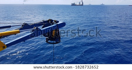 A Frame on the vessel waiting for arrival robotics Remote Operated Vehicle (ROV)