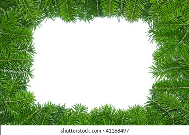 Frame Of Pine Boughs With The Space For Text.