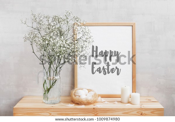 Frame Text Happy Easter Glass Vase Stock Photo Edit Now 1009874980