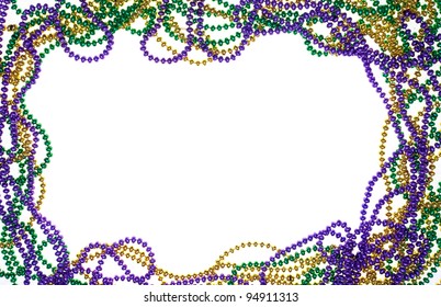 A  frame of three colours of beads