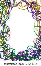 A  frame of three colours of beads