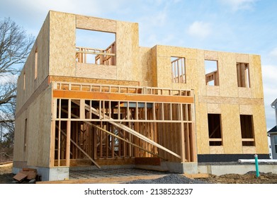 frame and walls of plywood new house wooden plank