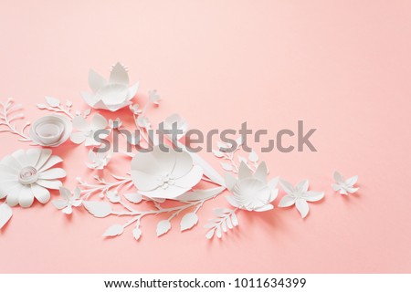 frame with white paper flowers