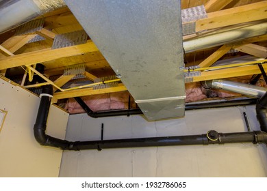 Framed Home Installation Of Air Conditioner And Heating Ductwork In Ceiling A New Home HVAC