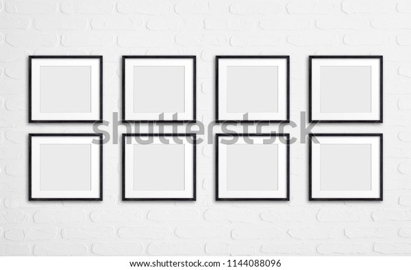 Frames Collage On White Bricks Wall Stock Photo Edit Now 1144088096