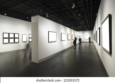 Frames On White Wall In Art Museum