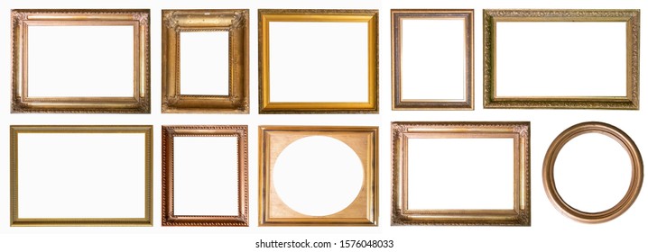 Frames paintings gold antique antiquity collection isolated museum - Shutterstock ID 1576048033