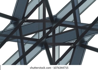 Frames of structural glazing. Abstract modern architecture close-up photo with fragment of polygonal facade, wall, ceiling or roof. Generic office or public building with empty frames / cells. - Powered by Shutterstock