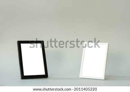 Frames with white color with blank space on gray background.
