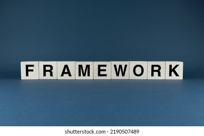 Framework. Cubes form the word Framework. Concept of technology framework and business - Shutterstock ID 2190507489
