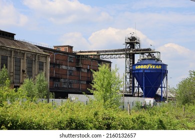 Montluçon, France - 05 07 2022 : The Goodyear Dunlop Tire Manufacturing Plant, Exterior View, Town Of Montluçon, Allier Department, France