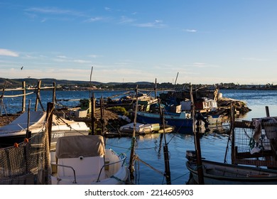 Sète, France - 10 02 2022 : Small Port Of The Pointe Courte District In Sète, On The Shore Of The Etang De Thau