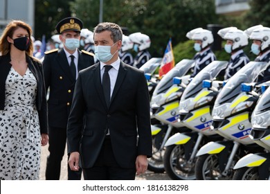 Vélizy, FRANCE - 11th Sept. 2020 : Minister Of The Interior Gérald Darmanin And Minister Delegate In Charge Of Citizenship Marlène Schiappa Reviewing The Troops At Zonal Directorate Of CRS Paris.