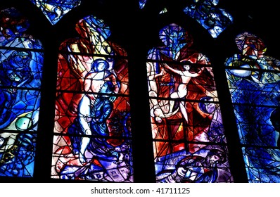 France, Cathedral Of Metz, Stained Glass Window Drawn By Marc Chagall