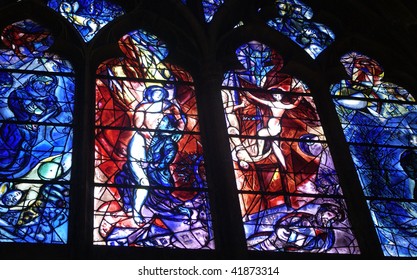 France, Cathedral Of Metz, Stained Glass Window Drawn By Marc Chagall