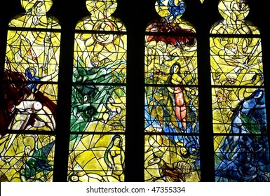 France, Cathedral Of Metz, Stained Glass Window Drawn By Marc Chagall