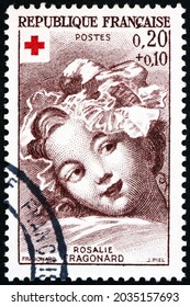 FRANCE - CIRCA 1962: A Stamp Printed In France Shows Rosalie Fragonard, Painting By Jean-Honore Fragonard, French Painter And Printmaker, Circa 1962